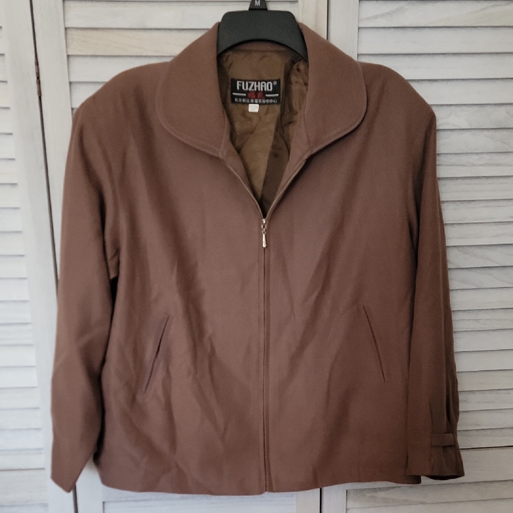 Retro Vintage Brown 100% Polyester W/Light Shoulder Pad Chinese Brand Jacket